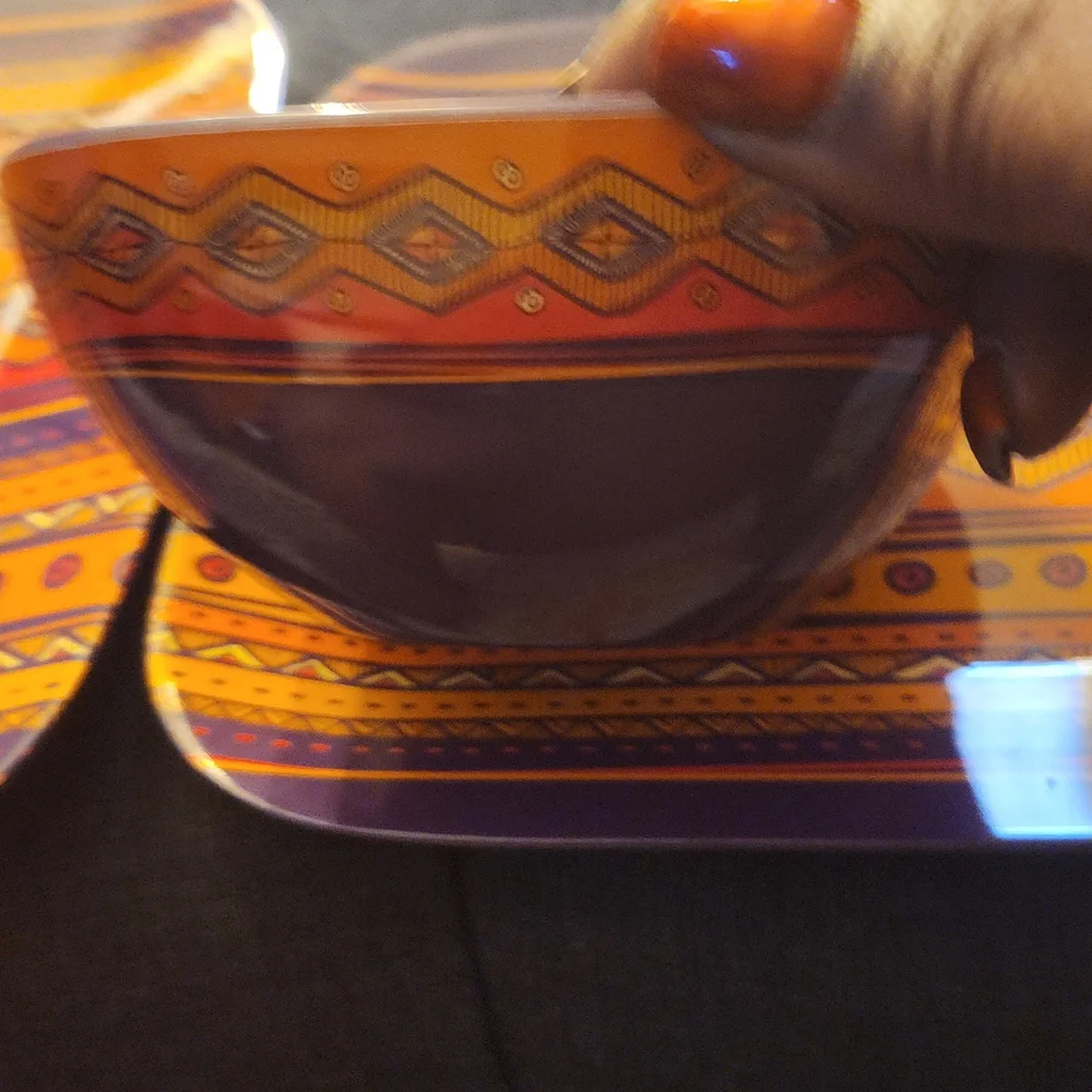 12pc Colorful Geometric Dinnerware Set - Picture 4 of 5